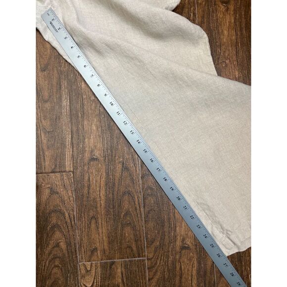 EILEEN FISHER BEIGE ORGANIC LINEN PULL ON ELASTIC WAIST WIDE LEG CROP PANTS XL - Picture 11 of 11